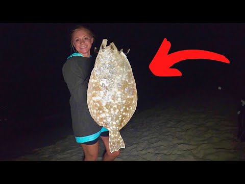 We Gigged Flounder on the BEACH!! Catch & Cook **She Felt TERRIBLE**