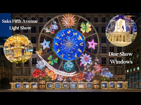 Saks Fifth Avenue Holiday Light Show & Dior Windows 2023 - Dior Carousel of Dreams