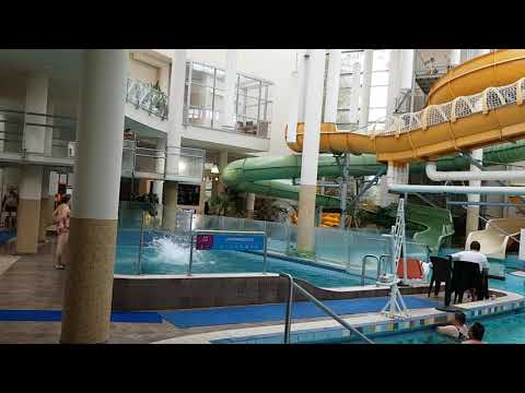 Jumping into the water in the Aqua Palota in Gyula, Sep-2021