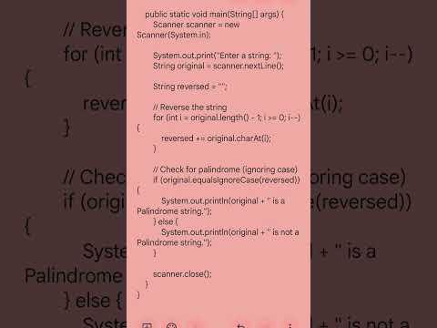Java Program To Check Palindrome String Easy Java Practice Java Javashorts Javatutorial