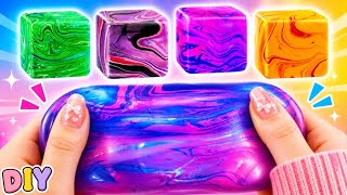How to make NeeDoh Nice Cube Swirl / DIY Fidget Toys Squishy Stress Cube / Easy craft ideas /project