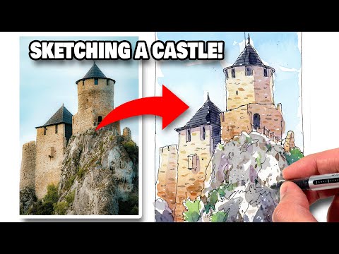 How To Sketch A Castle Ruin Loosely | Urban Sketching Tutorial STEP BY STEP