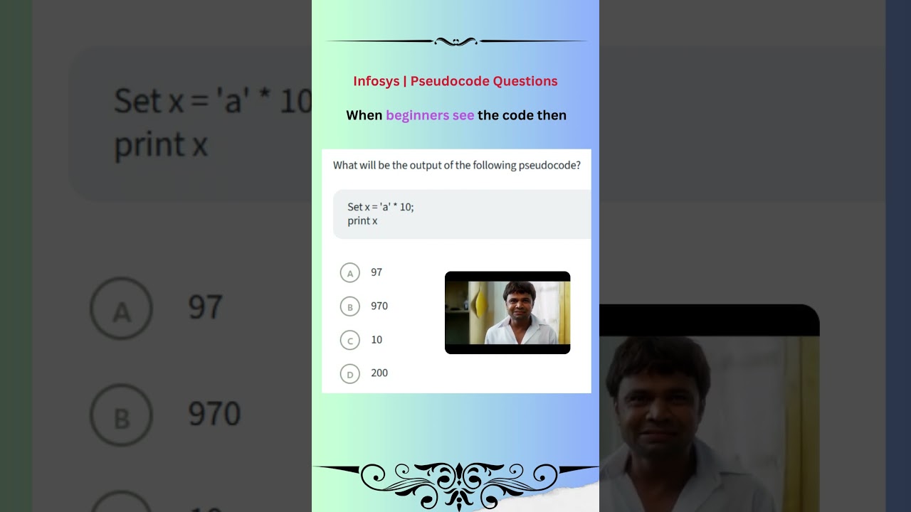 Infosys | Pseudocode Questions #Infosys | #Pseudocode #Questions #2025 #coding #shorts #viral #trend