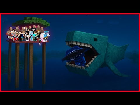100 DAYS OF SURVIVAL ON SHARK ISLAND THE BIGGEST BLOOP IN MINECRAFT VS MEGALODON DAJJAL!
