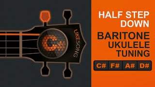 Baritone ukulele tuning - Half Step Down  (C#  F#  A#  D#) - Top Online Ukulele Tuner
