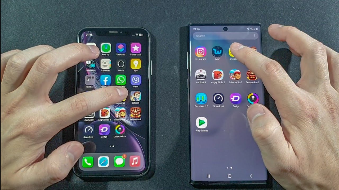 Iphone XR vs Samsung Note 10 Plus Comparison Speed Test