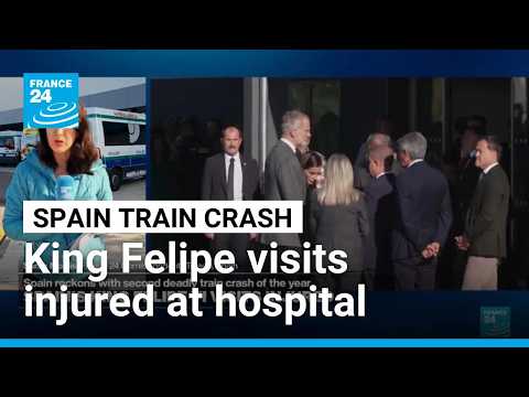Spain's King Felipe VI and Queen Letizia visit injured in train crash at Toledo hospital