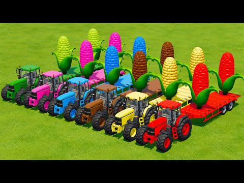 LOAD AND TRANSPORT GIANT CORN WITH JOHN DERRE TRACTORS - Farming Simulator 22
