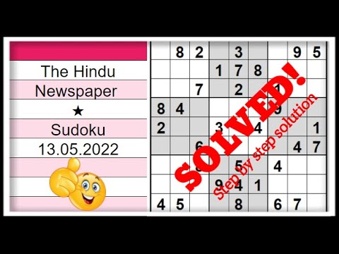 🔊How to Solve The Hindu Sudoku 1 Star | Step by Step Solution | 13.05.2022|  Level ★