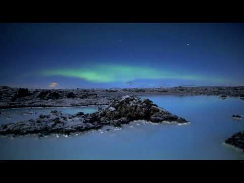 Blue Lagoon Iceland with northern lights
