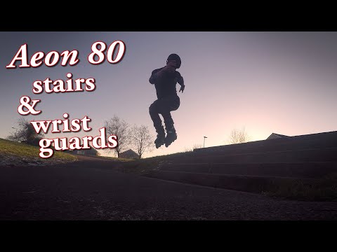 Aeon 80 inline skates, stairs, hand wrist guards