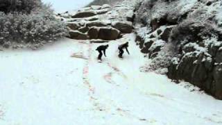 preview picture of video 'Snowboarding at Porthcurno 2010'