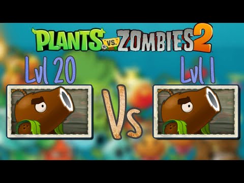 PvZ 2 - Max Level Coconut Cannon Vs Level 1 Coconut Cannon  Against Egyptian Zombies