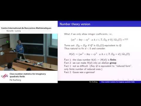 Pär Kurlberg: Class number statistics for imaginary quadratic fields  Pär Kurlberg