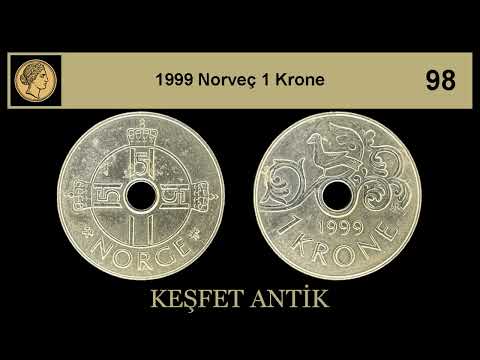 Delikli Madeni Para 1999 Norveç 1 Krone