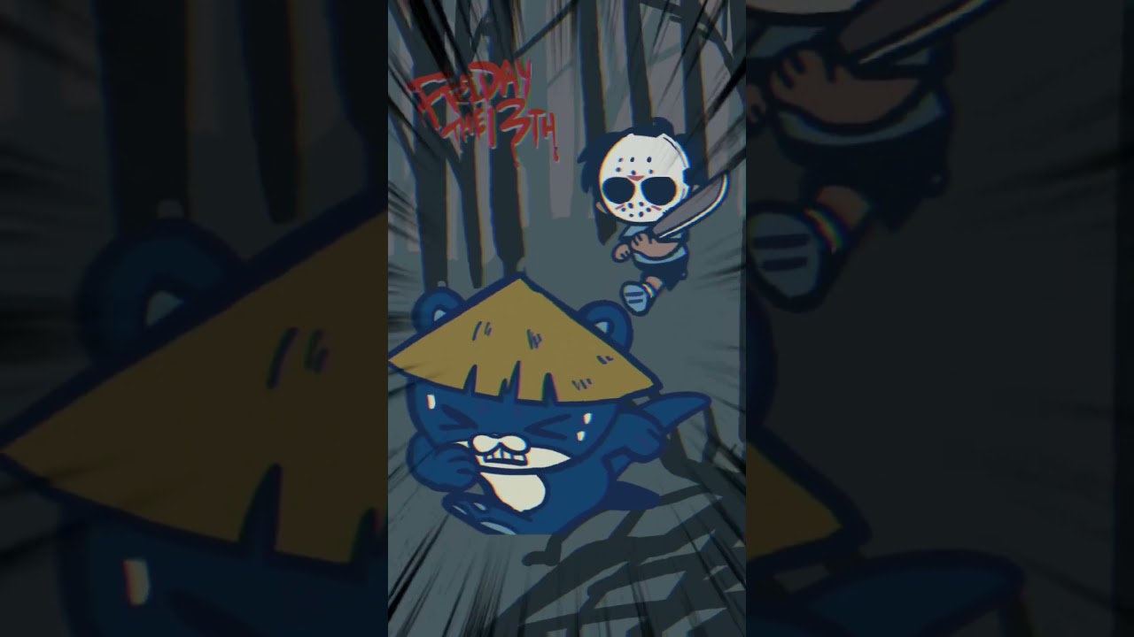 なんかお面のやつに追いかけられたんだけどーー！！🏃‍♂️🏃‍♂️#13日の金曜日 #shorts#碧川ヲソレ アニメーション: @itsuc_24