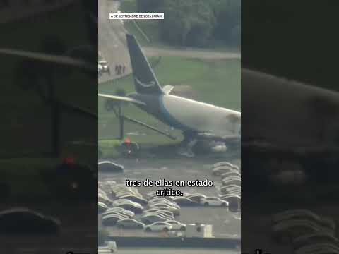 Avión de Amazon rebasa la pista y se incendia en el aeropuerto de Miami