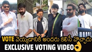 Exclusive Video Of TOLLYWOOD Top Celebrities Voting In TS Elections | Chiranjeevi | NTR | MB | AA