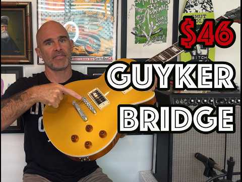 Guyker Locking Imperial 4mm TuneOMatic Chrome Roller Saddle Bridge fits 6 String Electric USA Made Guitars image 2