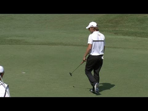 Emiliano Grillo pours in a lengthy putt for birdie at Barbasol