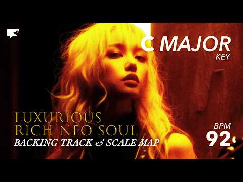 [C Major] Neo-Soul Blues Backing Track | Luxurious Rich Tone + Scale Map (92 BPM)