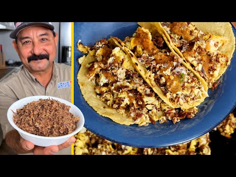 How to Make MACHACADO con Huevo (Easy Carne Seca / Machaca Recipe for Authentic Mexican Breakfast)