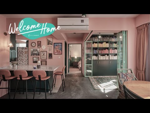 Inside a 70s-Inspired Pink-and-Green BTO at Kallang | Qanvast Welcome Home Tours