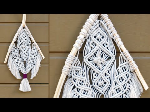 DIY Macrame Wall Hanging Leaves with Flower