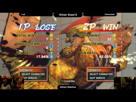 SSF4AE @ Winter Brawl 8 Salty Suite - Lud (Chun-Li) vs AVM Gamerbee (Adon)