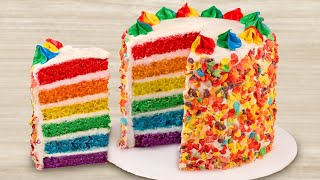 Fruity Pebbles Rainbow Cake! (EASY)