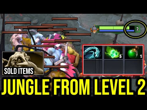 (Very Easy) How to jungle at Level 2? WTF He made enemy Huskar Sell Items!!