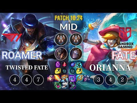 T1 Roamer Twisted Fate vs SB FATE Orianna Mid - KR Patch 10.24
