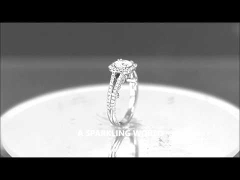 14K WHITE GOLD ROUND CUT DIAMOND ENGAGEMENT RING DECO STYLE 1.65CT -  - 742N