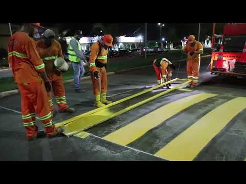 Início da marcação e sinalização horizontal das vias em nosso município.