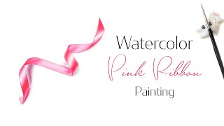 Watercolor pink ribbon painting tutorial 🎗Calming and relaxing art