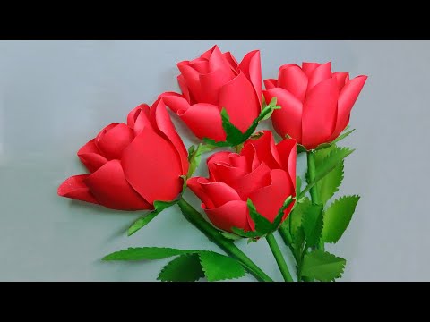 Handmade Paper Rose - Easy and Beautiful Paper Flower Rose Making - DIY Flowers Roses