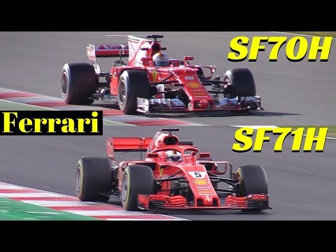 2018 Ferrari SF71H vs 2017 Ferrari SF70H - Comparison on track - Formula One [F1] Pre-Season Tests