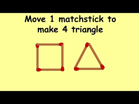 Move 1 matchstick to make 4 triangle | Match stick puzzle #131 | Puzzles with Answer