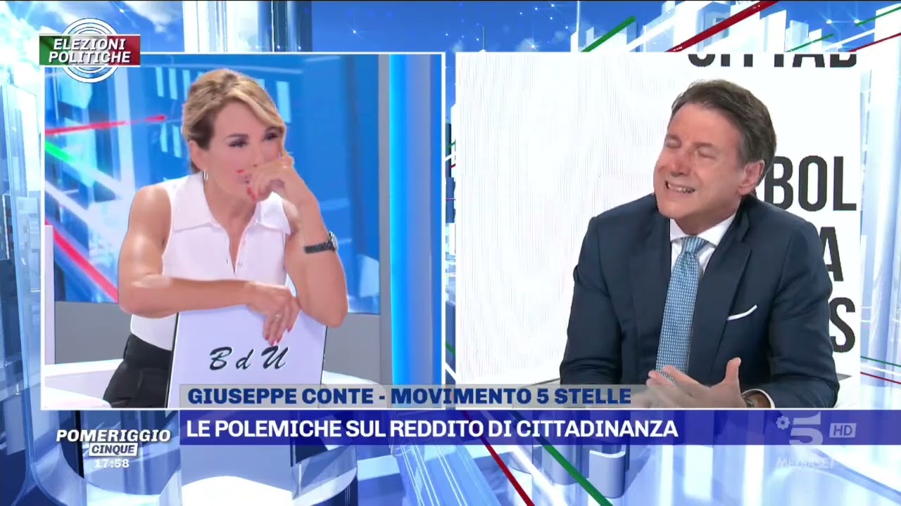Giuseppe Conte ospite a Pomeriggio Cinque su Canale5 22/09/2022