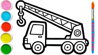 🚧 How to Draw a Crane Truck | Super Easy Coloring for Kids 🎨