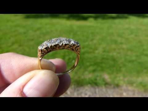 STUNNING OLD CUT DIAMOND 5 STONE. www.fineantiquediamonds.co.uk