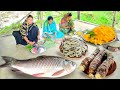 রুই মাছের ঝাল কুমড়ো ফুলের ডাল আর চিংড