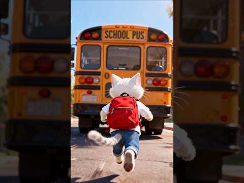 القط كريم تأخر عن باص المدرسة!