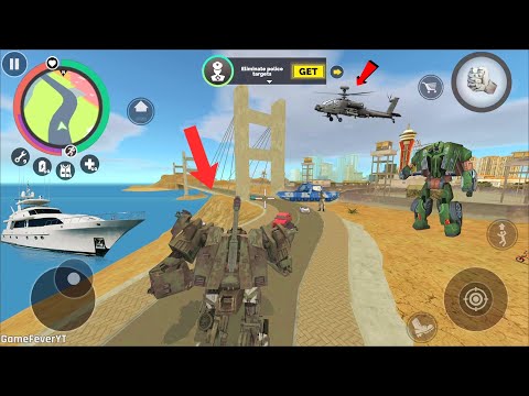 Vegas Crime Simulator (Robot Tank Enter Army Base)Iron Tank Destroy Helicopter - Android Gameplay HD