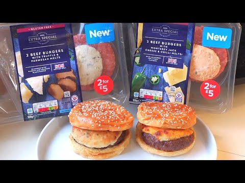 NEW ASDA Extra Special 2 BEEF BURGERS Truffle &...