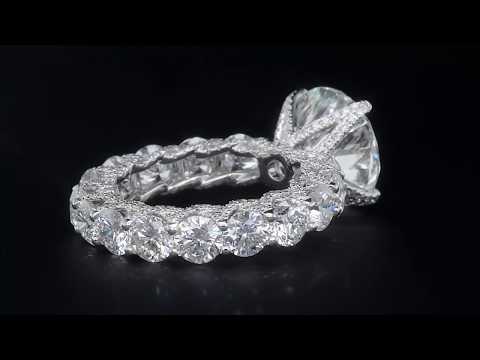 micro pave wave Diamond Engagement Eternity Ring over 5 ct Round Diamond in center GR89 MR14471W