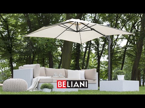Modern Outdoor Cantilever Parasol Umbrella Light Beige Polyester 360 Rotation Crank Monza