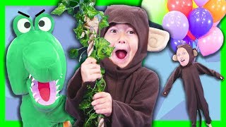 5 Little Monkeys Swinging in a Tree | Mr. Crocodile Song (You Can&#39;t Catch Me)