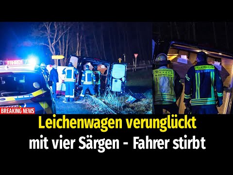 Leichenwagen verunglückt mit vier Särgen - Fahrer stirbt