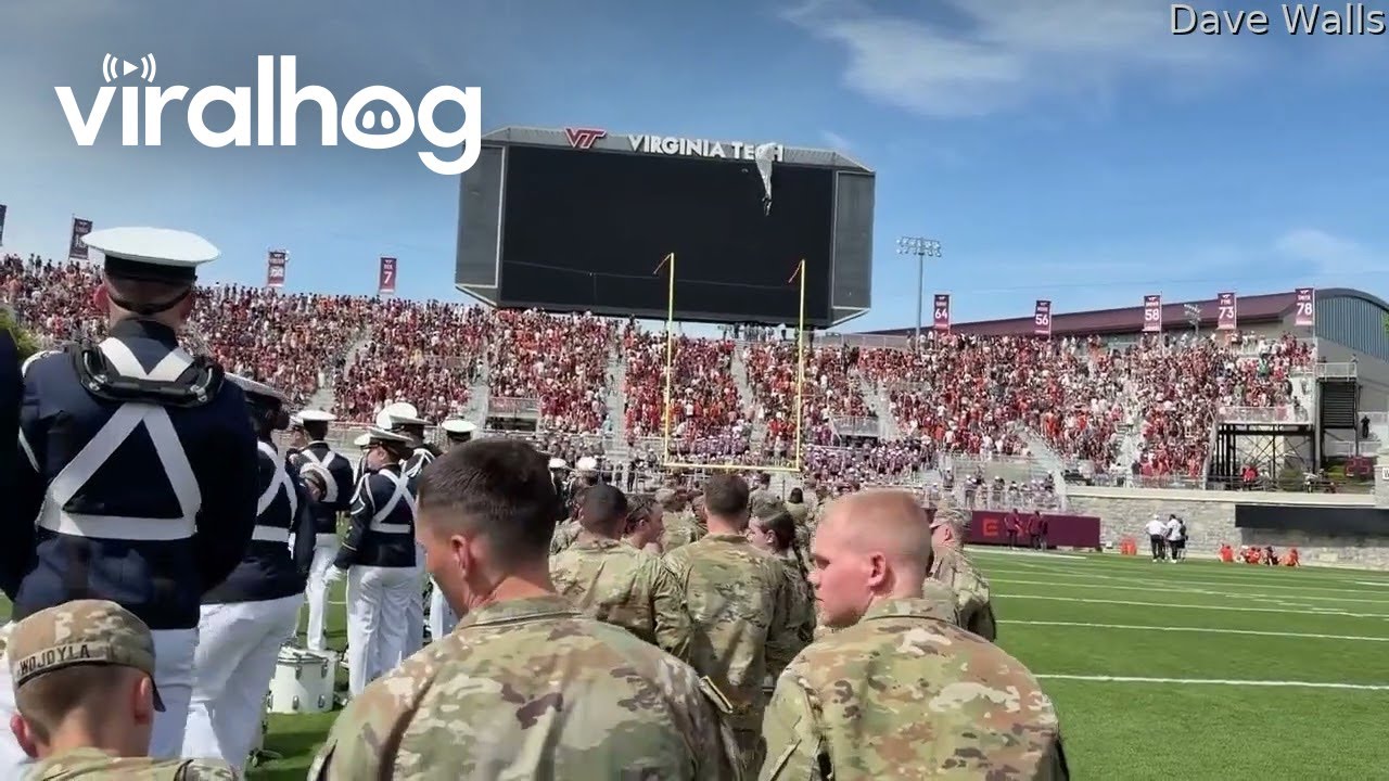 Skydiver Crashes Into Virginia Tech Scoreboard || ViralHog